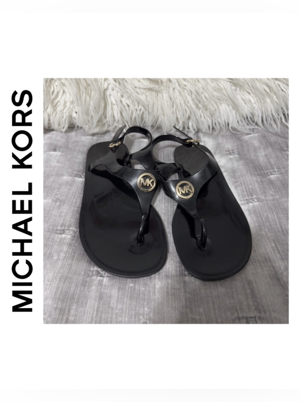 Michael Kors Black Jelly Thong Sandals